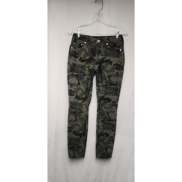 True Religion Camouflage Skinny Halle Jeans Size 27 Multicolor Green - Picture 2 of 9